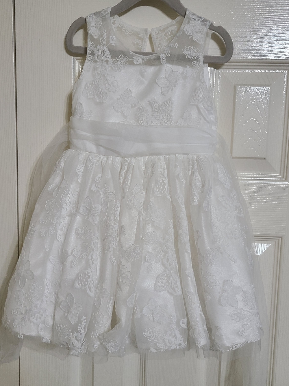 White Lace Tulle Flower Girl Dress for Kids